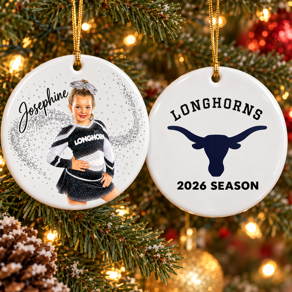 Personalized Longhorns Cheer Photo Ornament | 2026 Season
