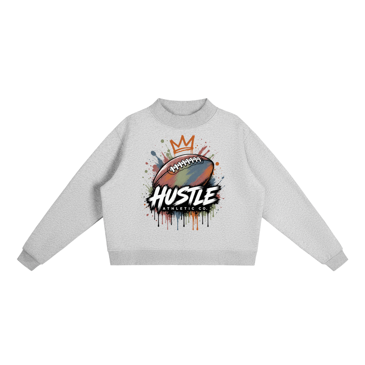 Adult Muted Drip Football Crewneck