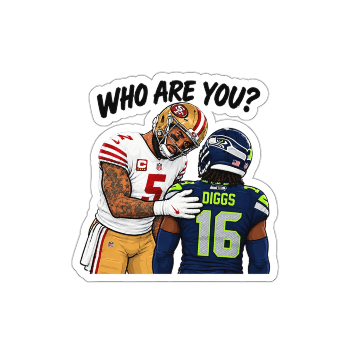 Who Are You? Sticker | Mike Evans & Trevon Diggs Football Meme
