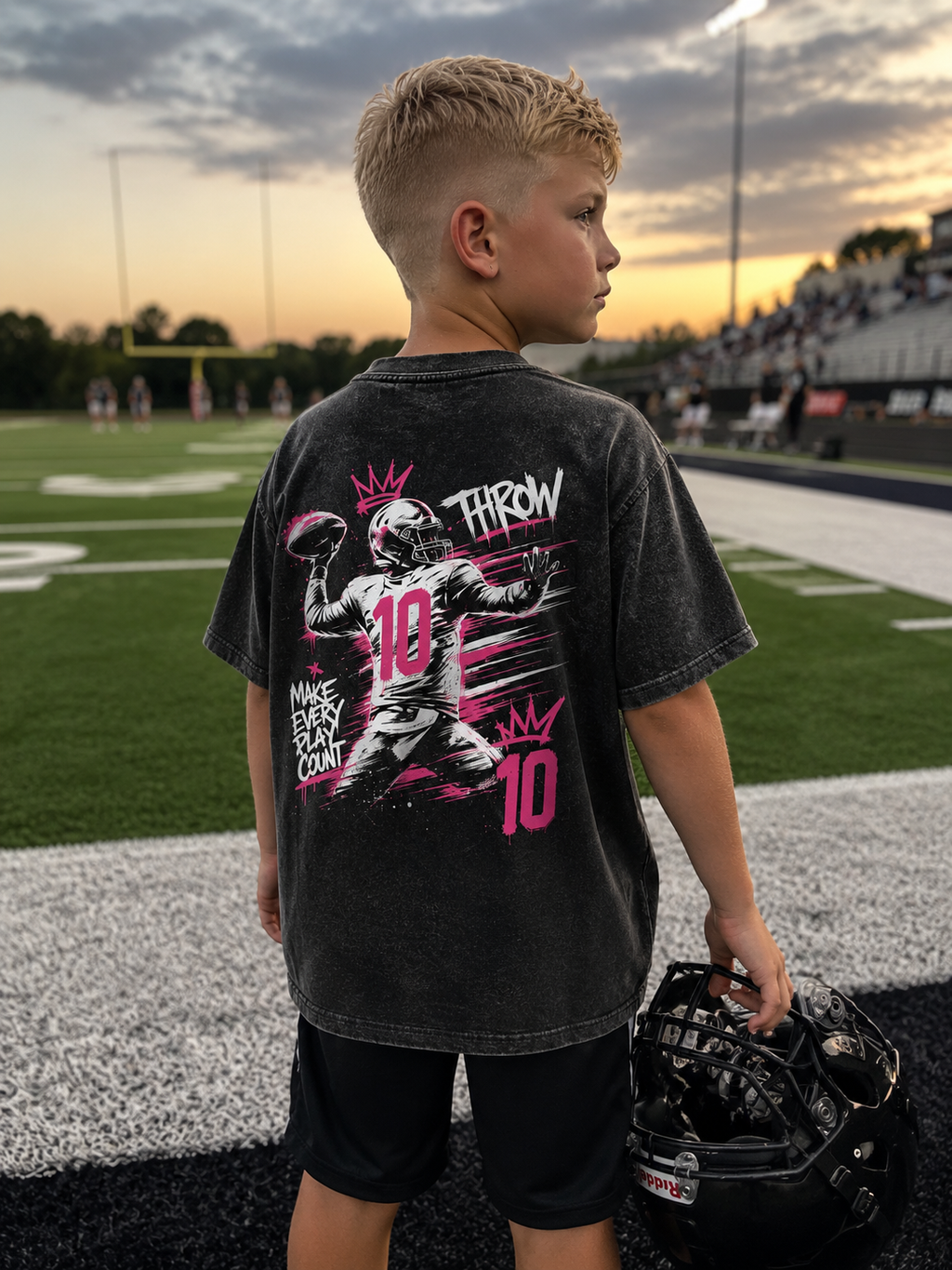 TOO FAST Washed Football Tee – Youth
