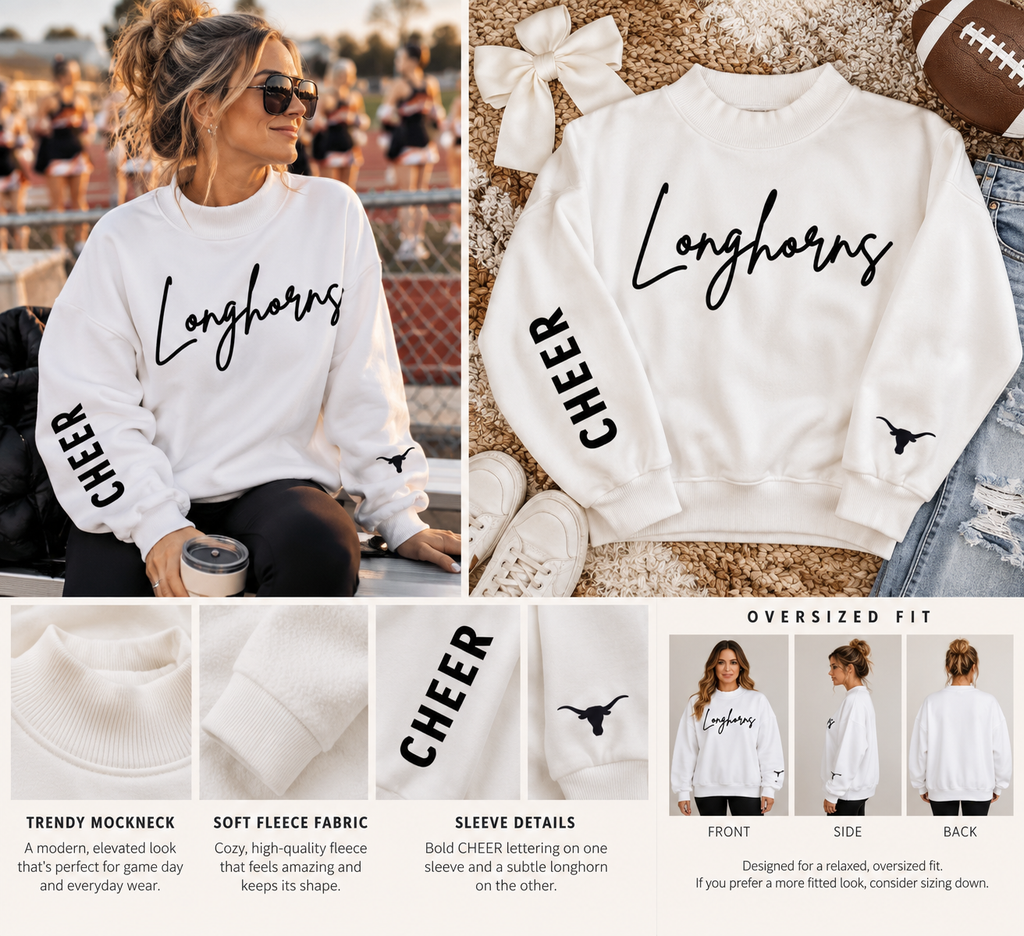 Longhorns Cheer Oversized Mockneck | $12 Back to the Team!