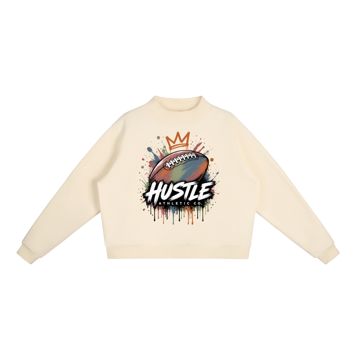 Adult Muted Drip Football Crewneck
