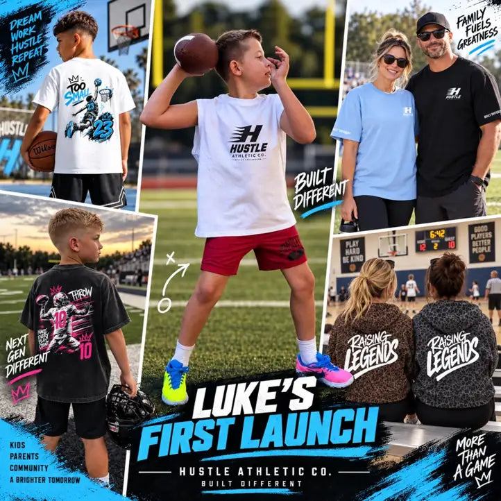 Hustle community campaign featuring youth athletes and sideline families
